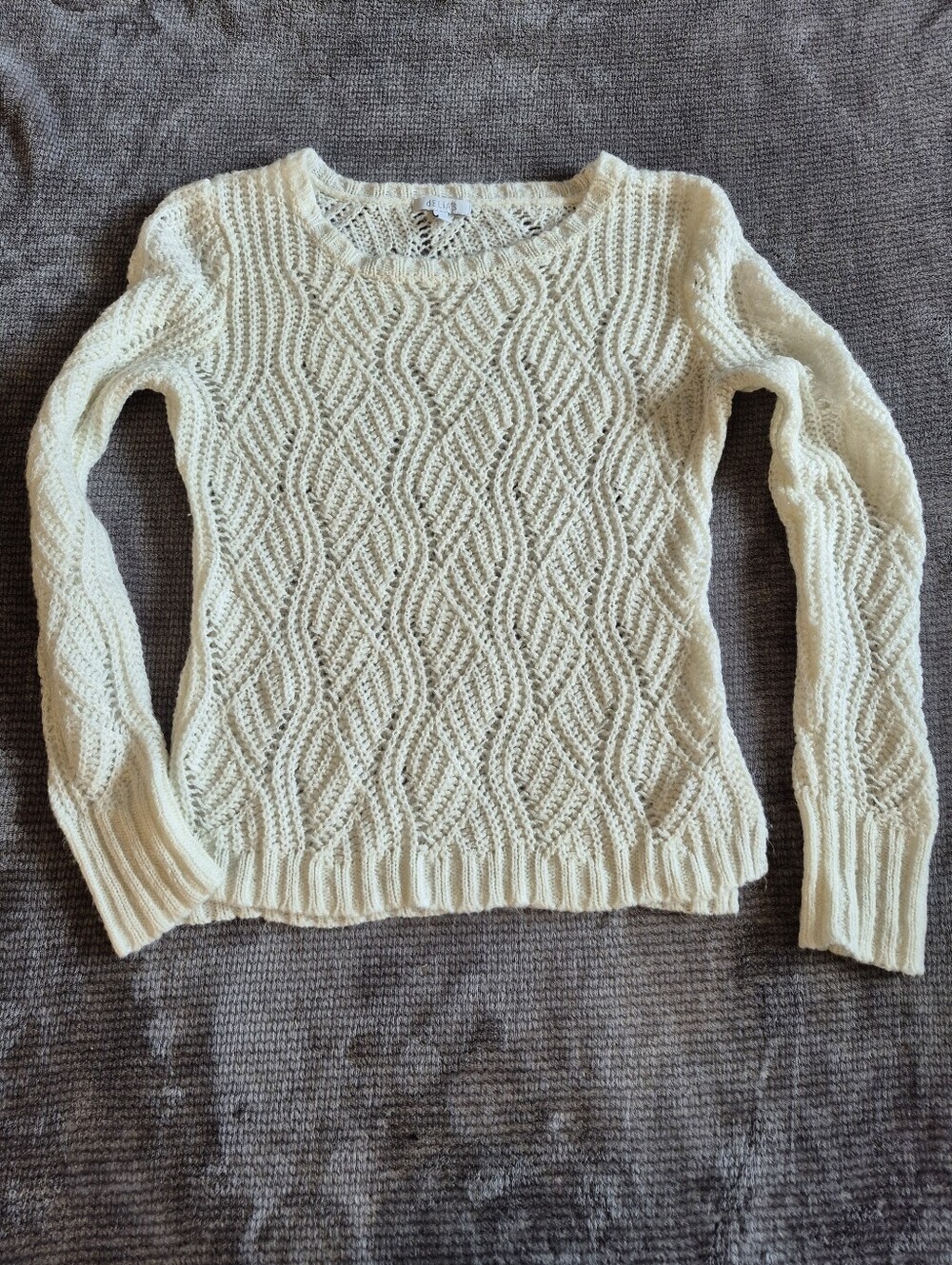 Delia's open knit fairy Romantic crochet sweater Ivory size medium